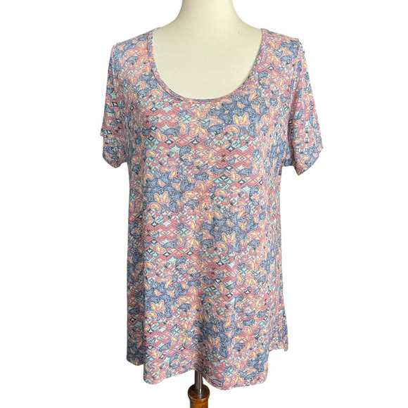 Lularoe Pastel Tunic Top Women XL Blue and Pink High Low Coquette Girly Soft - Picture 1 of 8